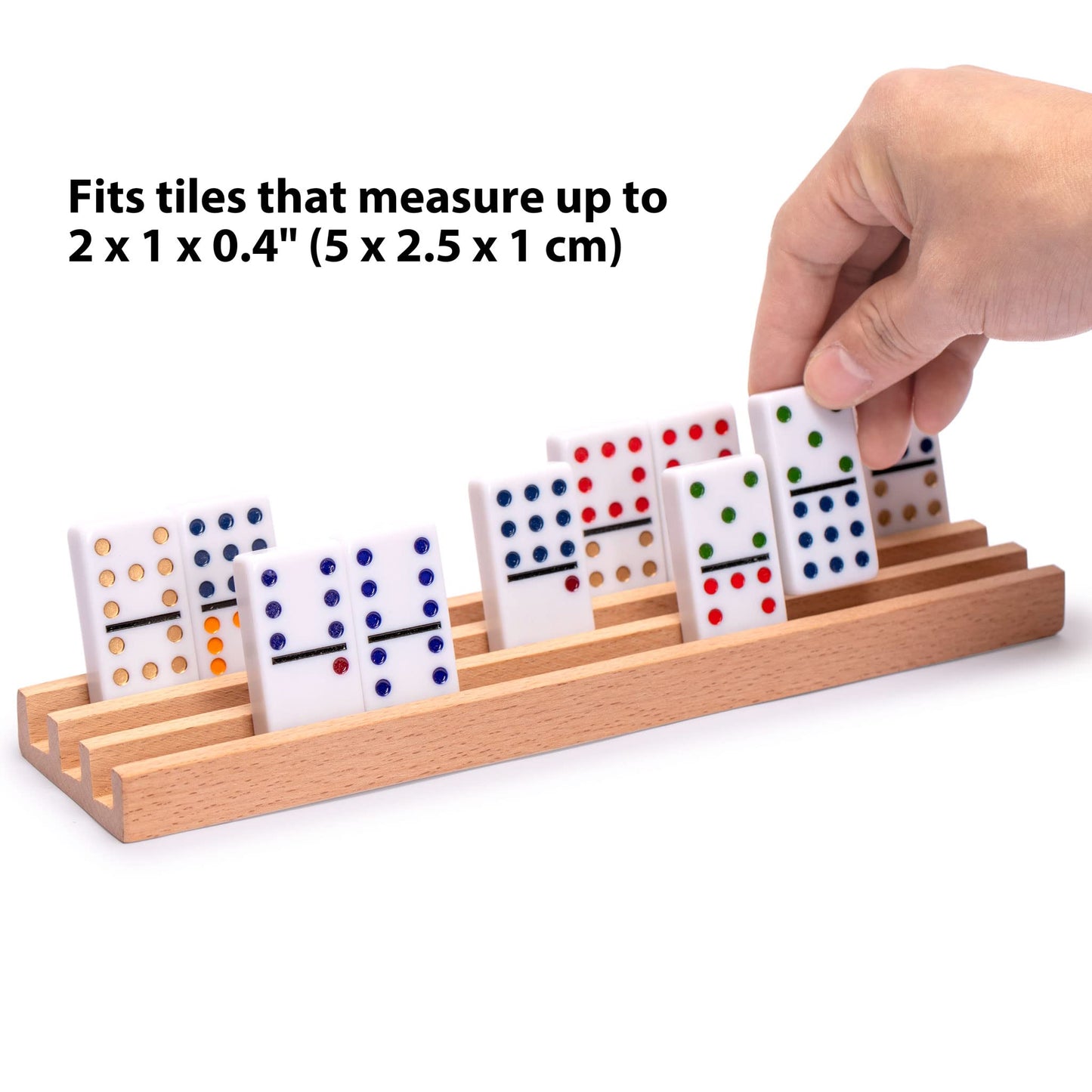 Yellow Mountain Imports Premium Beechwood Domino Racks/Trays (10-Inch) - Set Of 4 - Domino Holders For Mexican Train, Chickenfoot And Other Domino Games