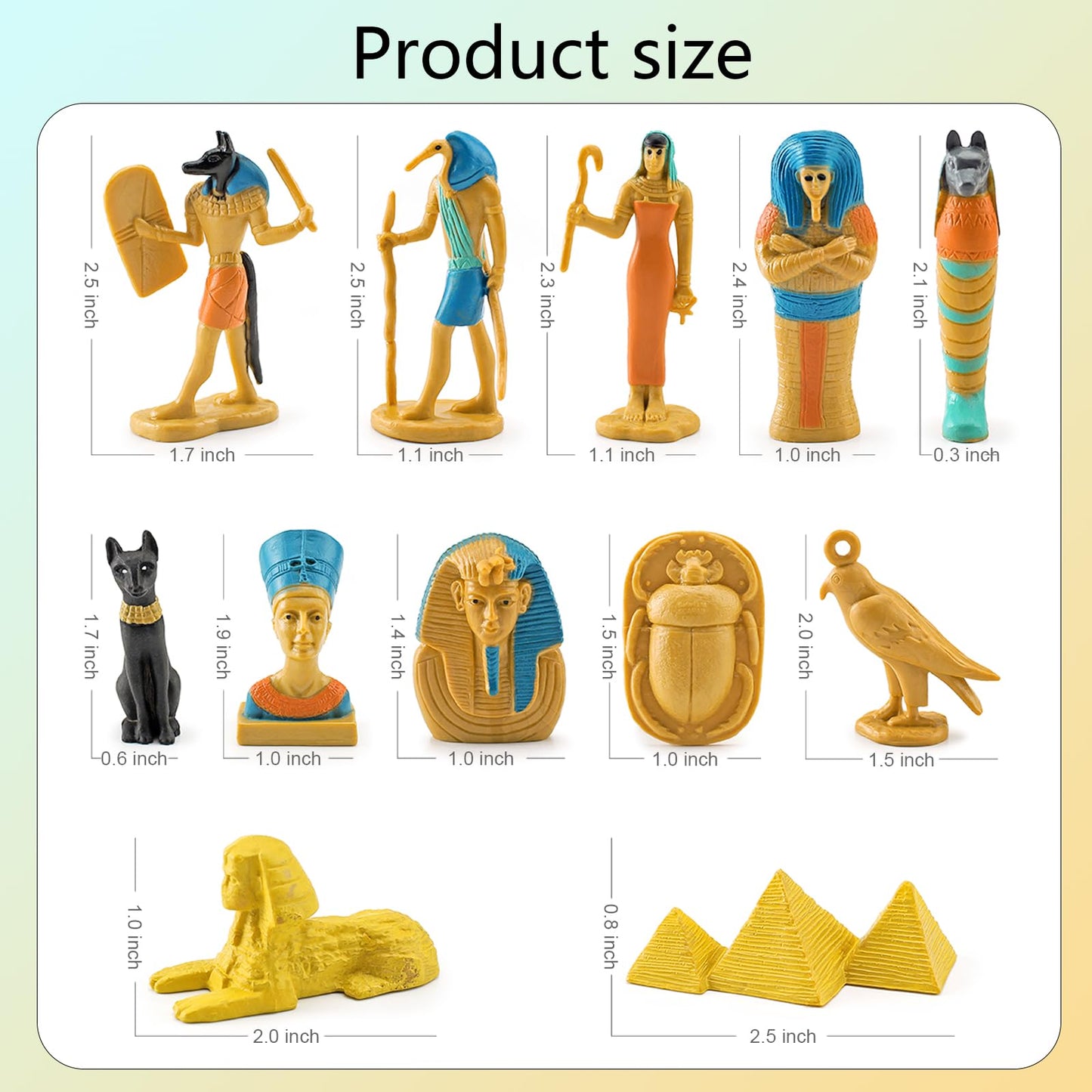 Lebery Ancient Egypt Toys Egyptian Toy For Kids Miniature Egyptians Figurines Set Pyramid Mummy Playset Egyptian Party Decorations Supplies Birthday Surprise For Boys Girls - 12Pcs