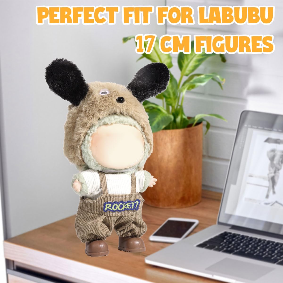 AICase for Labubu Clothes Designer/for Labubu Outfits Bear Clothes Set for 17cm Lububu Doll 3 Piece Set Hat Clothing for LA BUBU  Boys and Girls Stylish Adorable Dolls Clothes Accessories (No Doll)