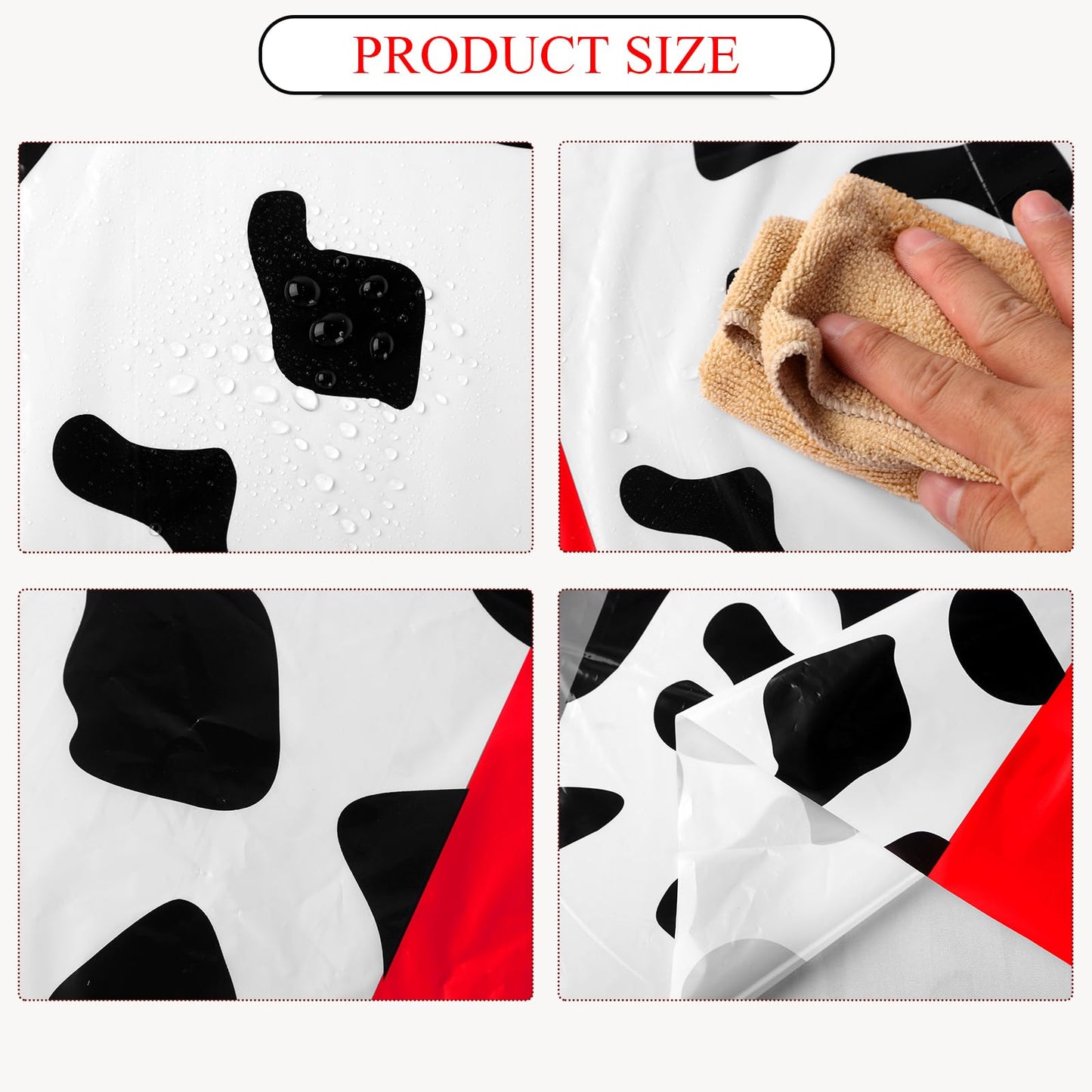 Remagr 3 Pcs 54 x 108 Inch Cow Tablecloth for Party Cowboy Cow Table Runner Print Table Cover Toy Rectangular Birthday Party Ins