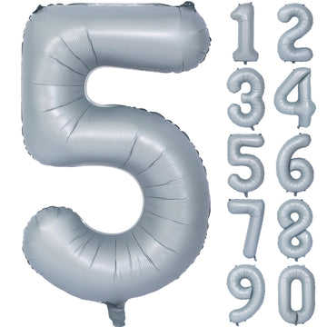 40 In Matte Gray Number Balloons Helium Foil Mylar Balloon Birthday Party Banquet Decoration 5