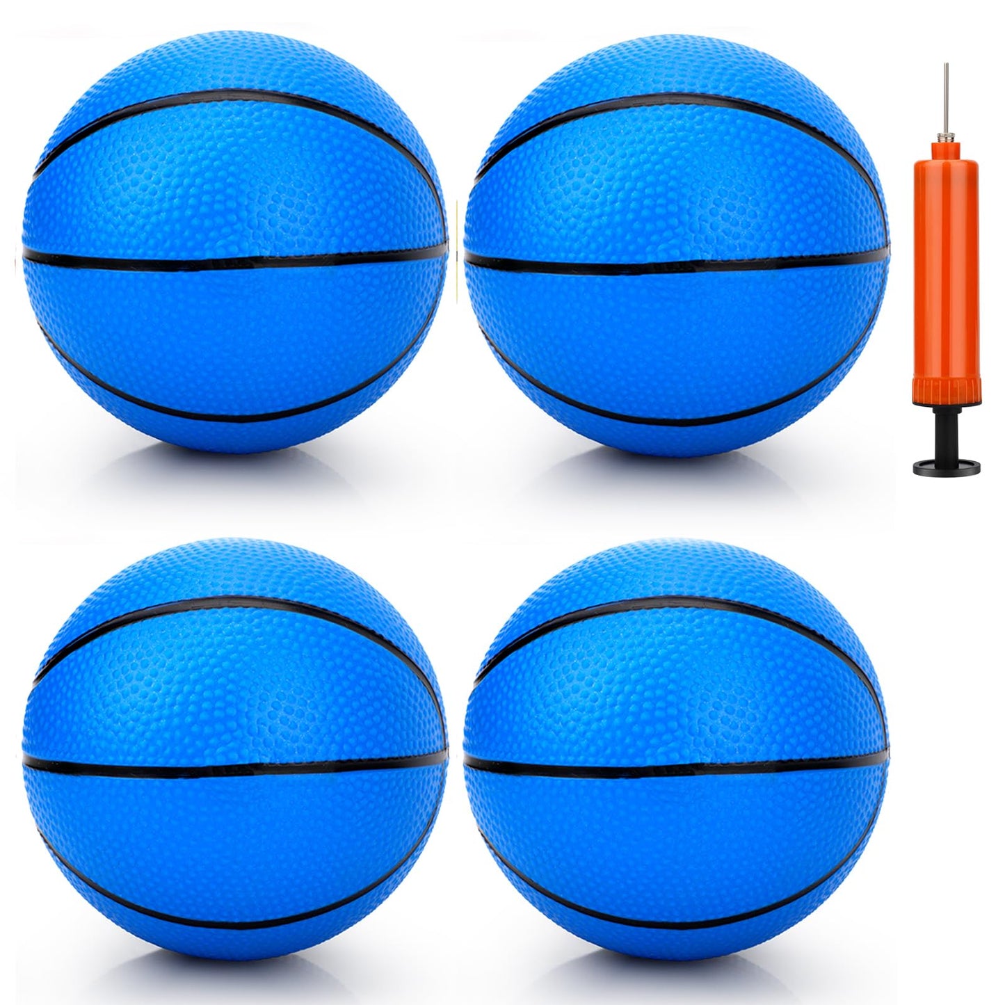 7 Inch Pvc Mini Basketball For Indoor Basketball Mini Hoops, Soft 7' Rubber Small Replacement Basketball For Over Door Basketball Hoop Sets, Little Basketballs For Outdoor Beach Pool(4 Pcs With Pump)