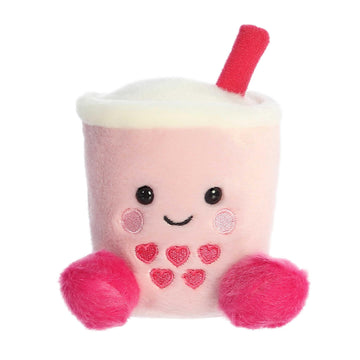 Aurora Adorable Palm Pals Tangy Heart Boba Stuffed Animal - Pocket-Sized Play - Collectable Fun - Pink 5 Inches