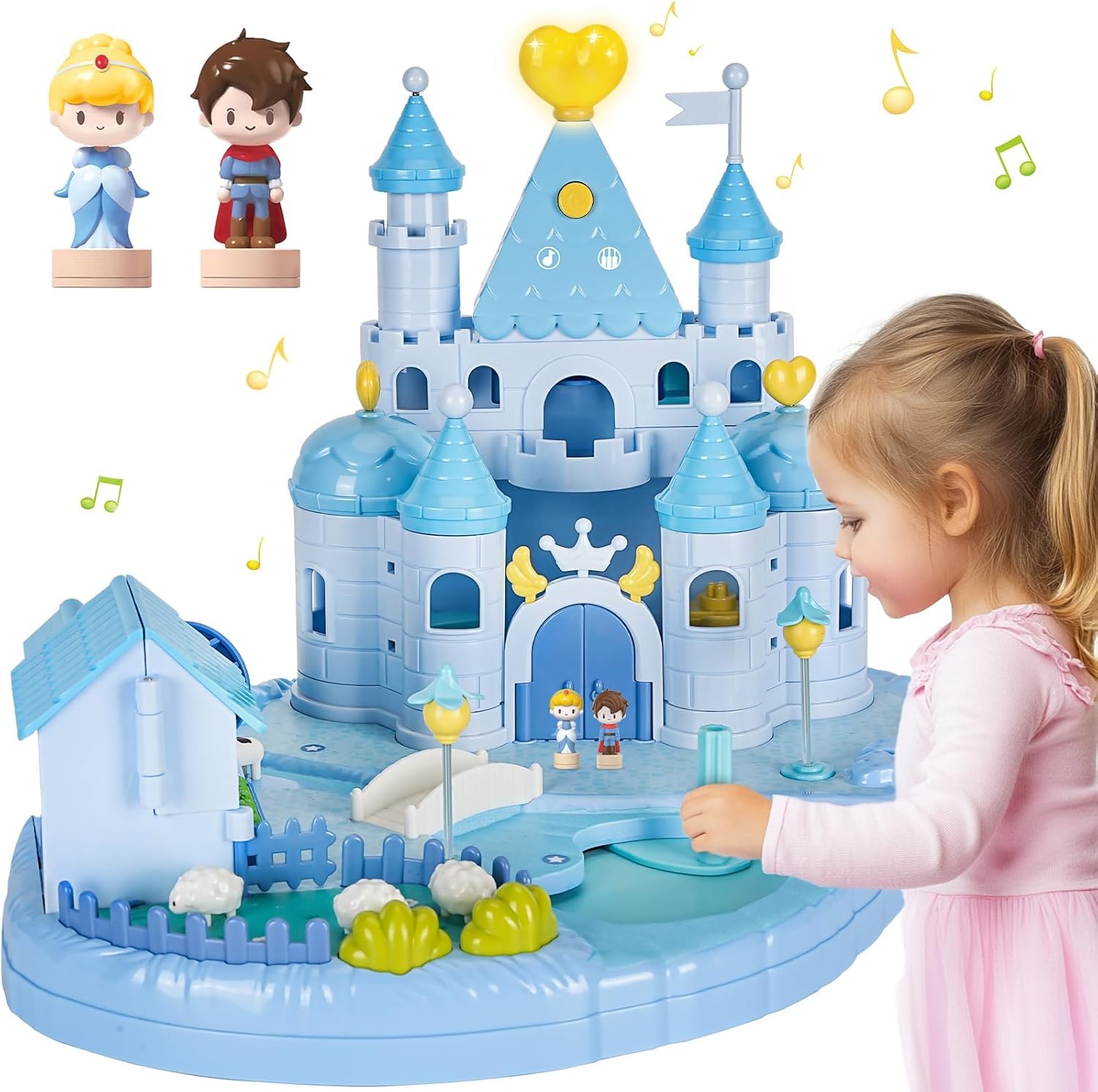 fygurso Dream Princess Play Set, 12.2*8.6*8.8 inches with 2 Magnetic Control Movable Toys, Magnetic Doll House Building Toys wit