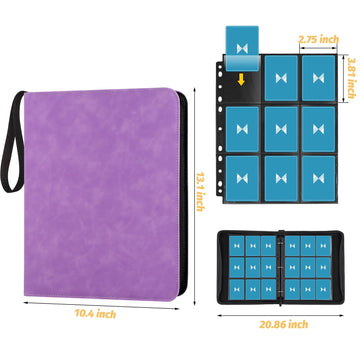 GERMUN 720 Card Binder  enhanced Trading Card Binder  9 Pocket Double Sided Pocket PU Card Collection Binder  Collector Card Album  Card Folder for MTG  TCG  Sports Cards  Game Cards (Light Purple)