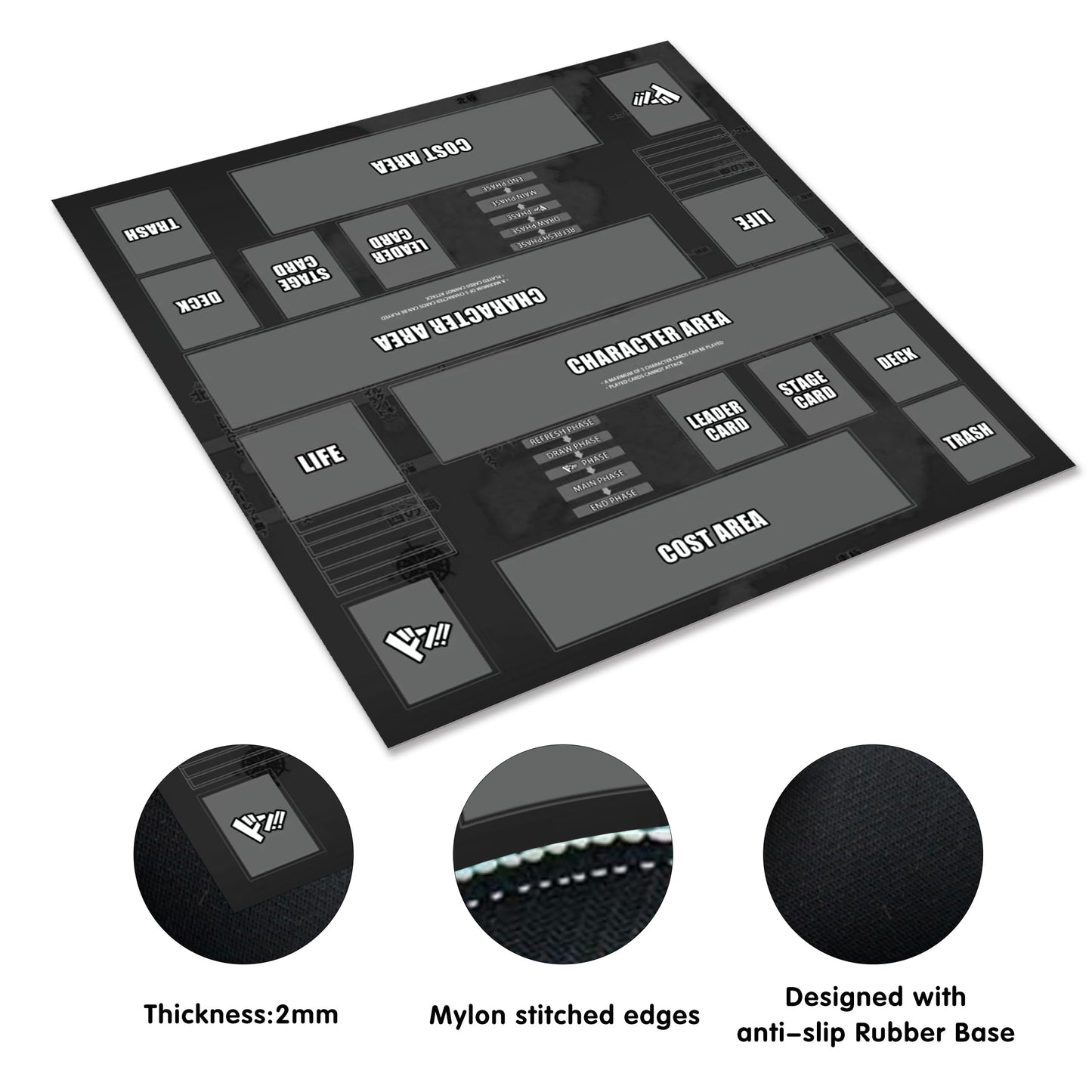 Extalas Playmat For One Piece Card Game For Two Players, 24X24 Inches, With 4-Pocket Card Binder Set And 400+ Card Capacity (Bla