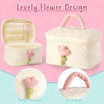 Atoylink Wooden Makeup Toy Set, 15Pcs Hair Salon Girl Toys Toddler Pretend Play Makeup Kit with Plush Makeup Bag Princess Beauty