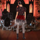 Momkonzz Girls Halloween Costumes Kids Creepy Killer Clown Costume Short Sleeve With Headpiece Tights 7-8Y