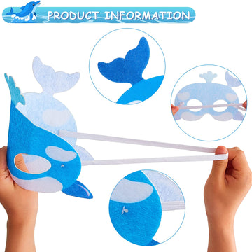 Ocean Animals Felt Masks Sea Animal Masks for Under The Ocean Themed Birthday Halloween Masks Dress Up Costume Party Supplies (3
