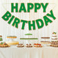 LITAUS Green Happy Birthday Banner - Pre-Strung, 9ft Paper Decorations, LH-01 for Kids, Men, Women