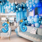 40 Inch Light Blue Number 6 And Mini Crown Balloon For 6Th Birthday Party Decorations, Light Blue Birthday Party Balloons Decora