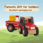 WoodenEdu Wooden Tractor Toy - Red Hand Push Car for Toddlers 1-3 Years, Baby Vehicle for Boys & Girls, Fun Educational Play.