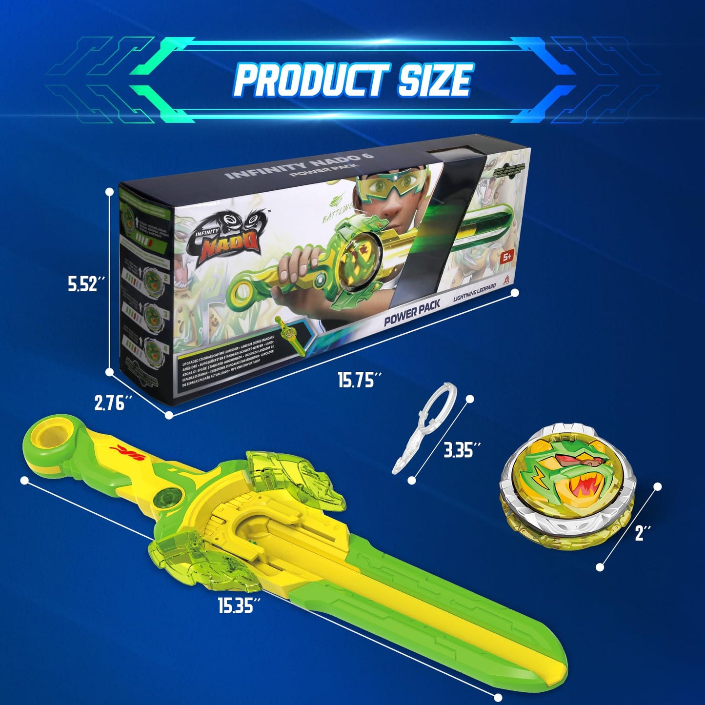 Infinity Nado Battling Toys Set - Spinning Top & Sword Launcher, Green, 15.4 in, Model 654116, Perfect for Kids 5-12 Years Old