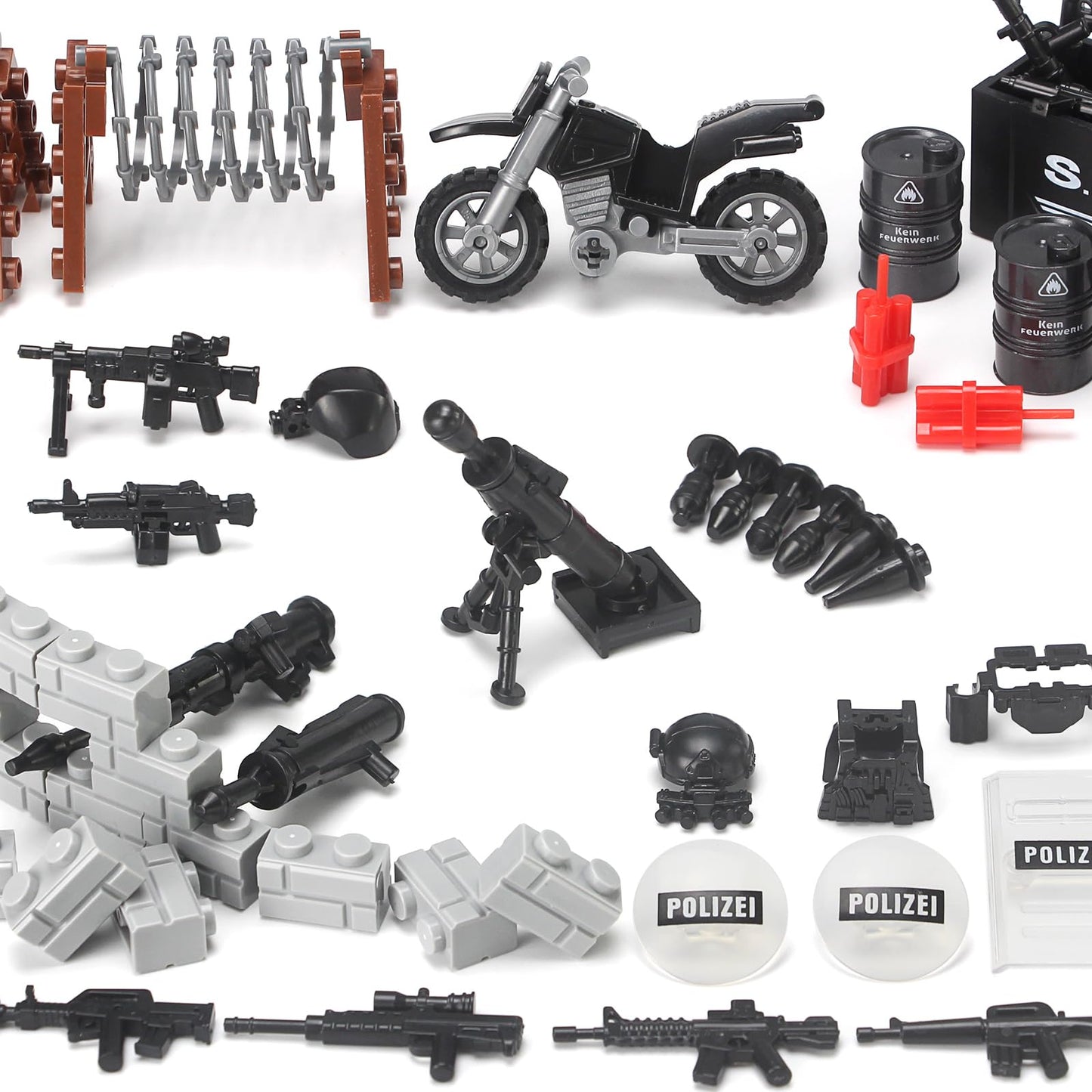 Feleph SWAT  Pack City Police Toy Set for Policeman Figures  Black Modern Military Bricks Kit Gear Accessories Building Blocks Compatible with Major Brand