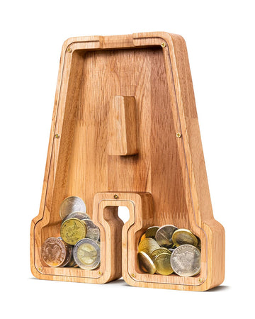 Summidate Wooden Letter Piggy Bank| Piggy Bank For Boys Girls Toddler| Alphabet A Money Bank| Coin Bank Birthday Gift For Kids|2024 Graduation Money Box (A)