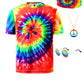 Inrajoper Boys 4 Pcs Hippie Costume Accessories Set 60S 70S Colorful Kids Fun Tie Dye T-Shirt For Theme Party 11-12 Years Multic