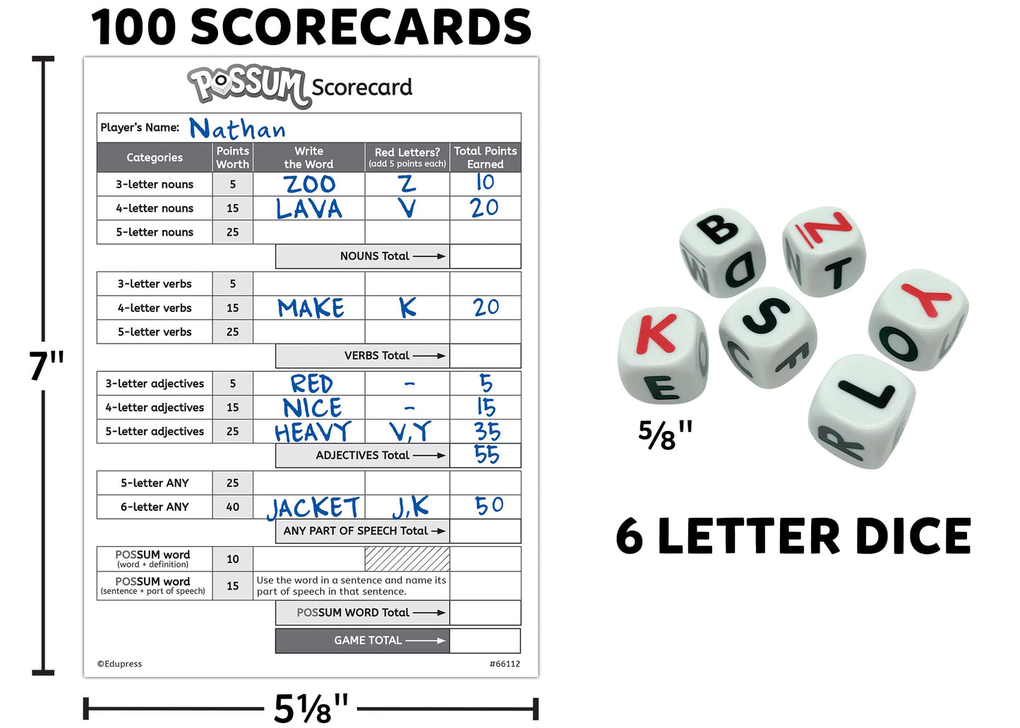 Teacher Created Resources Possum Dice Game