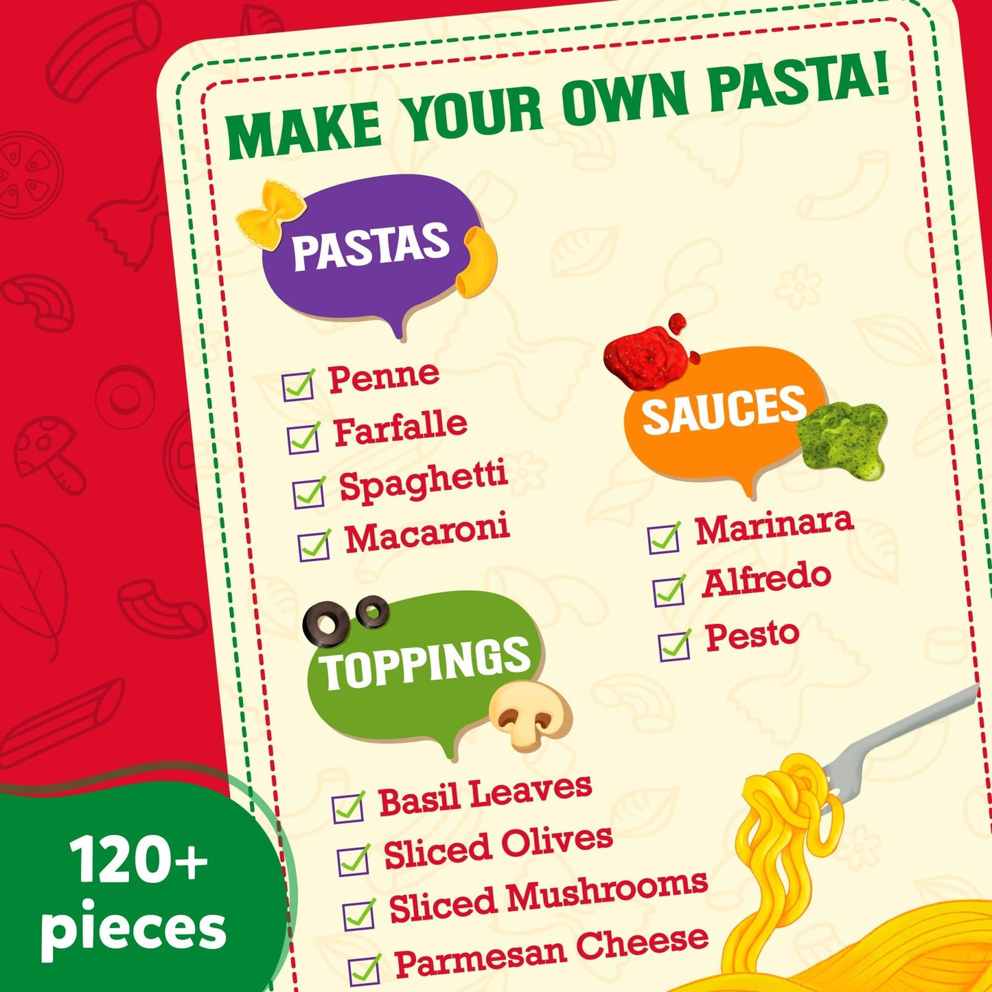 Skillmatics Pretend Play Pasta Set - 11 Containers, 120+ Play Food Items for Child's Play, Back-to-School Play Kitchen Accessori
