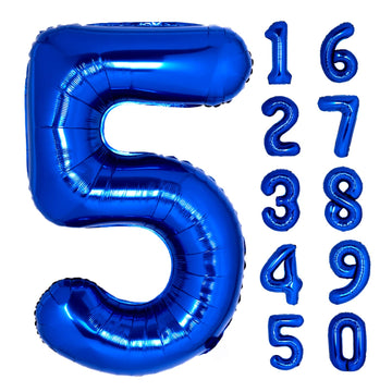 40 Inch Giant Navy Blue Number 5 Balloon, Helium Mylar Foil Number Balloons For Birthday Party, 5Th Birthday Decorations For Kid
