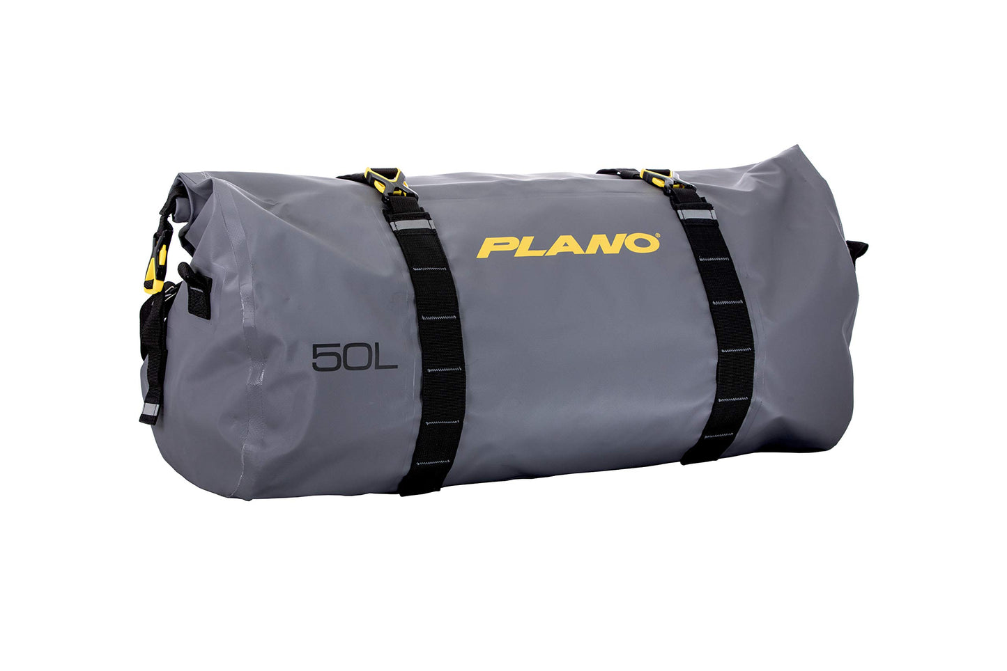 Plano Z-Series Roll-Top Waterproof Duffel with Backpack Straps, Gray with Yellow Accents, 500D PVC Fabric Fishing Dry Bag, Soft 