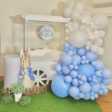 Blue And White Balloon Arch Kit, 100Pcs Light Blue White Balloon Garland Kit With Different Sizes Balloons, Baby Blue Pastel Blue White Balloons For Baby Shower Wedding Birthday Party Decorations