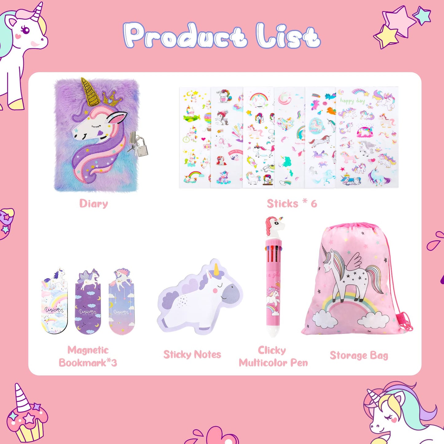 Homicozy Unicorn Diary For Girls With Lock And Keys,Tie-Dye Fuzzy Journal For Kids With 160 Lined Pages,Fluffy Secret Notebook F