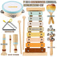 Looikoos Baby Musical Instruments,Montessori Wooden Toys For Toddlers 1-3 Preschool Educational Neutral Colors Percussion Instruments Set With Modern Boho Xylophone For Kids