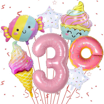Donut 3Rd Birthday Decorations,Sweet 3Rd Birthday Party Decorations For 3Rd Birthday Donuts Foil Balloons Sweet 3Rd Donut Birthday Party Decorations Party Supplies Backdrops For Girls