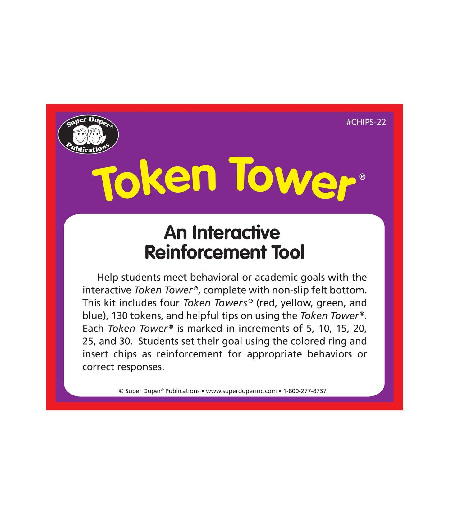 Super Duper Publications Token Towers Manipulative - Medium Multi-color Plastic Educational Resource (Model CHIPS-22)
