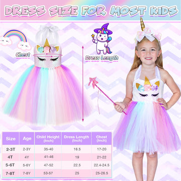 Giftinbox Girls Unicorn Princess Dress Unicorn Costume For Girls 1-8Y Halloween Costumes For Girls Toddlers Birthday Party 2-3Y