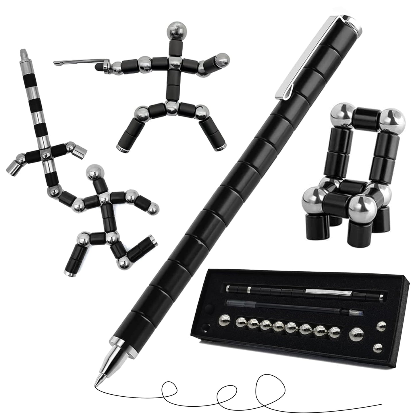 Yagis-S Fidget Pen, Magnetic Pen,Teen Decompression Magnetic Metal Pen, Cool Multifunctional Deformable Magnet Writing Pen, Eliminate Pressure Fidget Toy Gift For Kids Or Friends(Black)