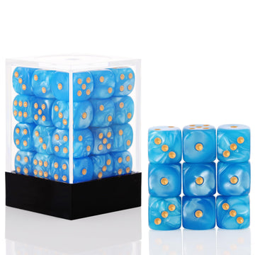 36 of Pack 12MM 6 Sided Dice Set,Pearl Pattern Game Mini Dice Set, 6 Sided Standard Dices for Yahtzee, Bunco or Teaching Math,wi