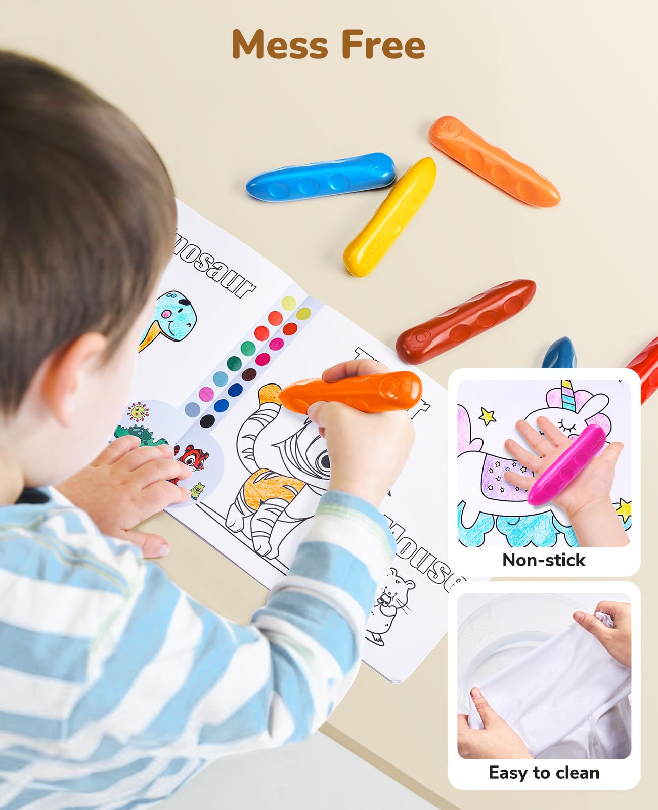 Joycat 16 Colors Jumbo Crayons For Toddlers 1-3 4 5 6 Year Old Kid,Easy-Grip,Unbreakable,Non-Toxic,Washable,Big,Triangular Toddler Crayons With Coloring Activity Paper,Ideal For Kids With Art Supplies