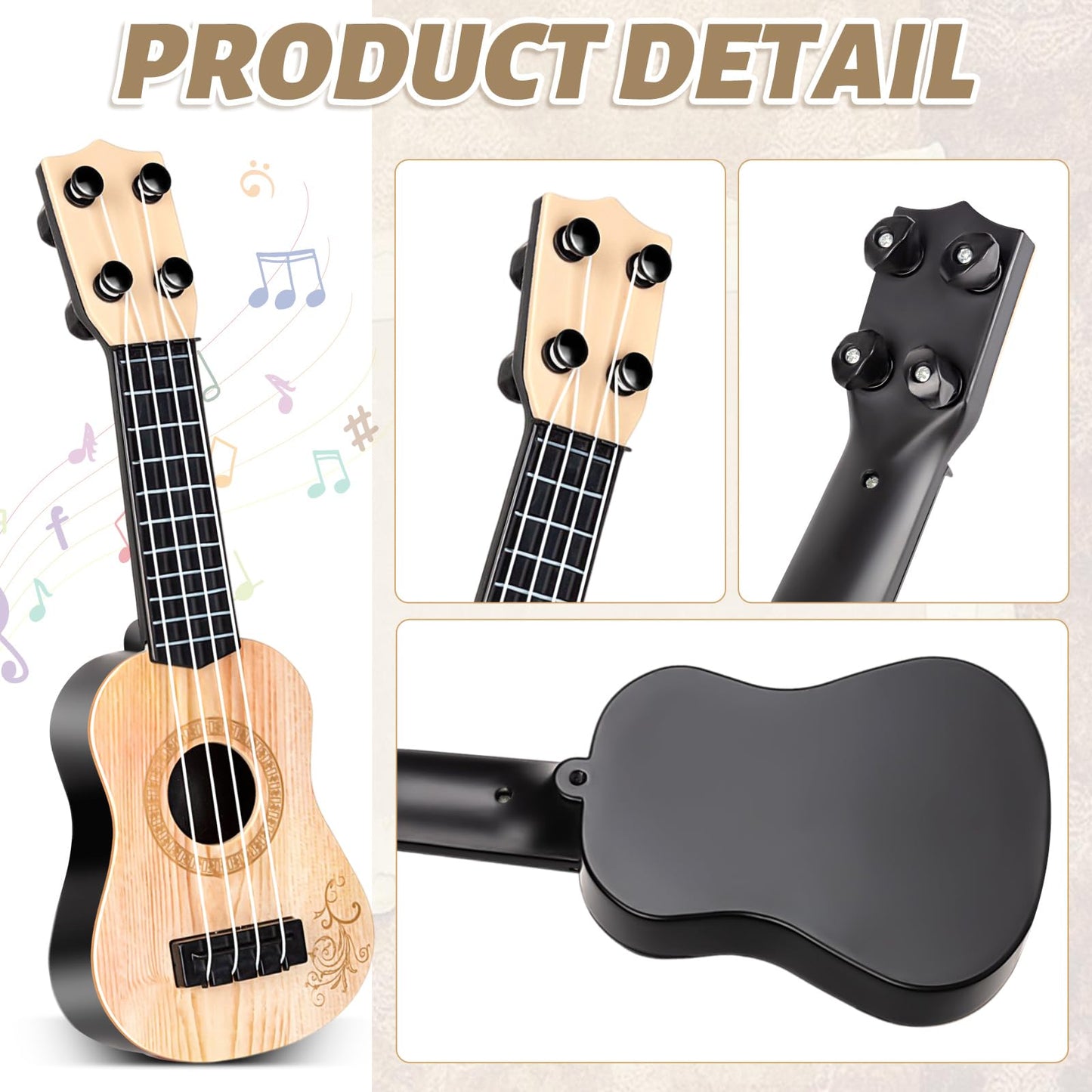 10 Inch Kids Mini Guitar 3 Pcs Toy Guitars 4 Strings Mini Ukulele Musical Instrument Guitars Toy For Toddler Beginner