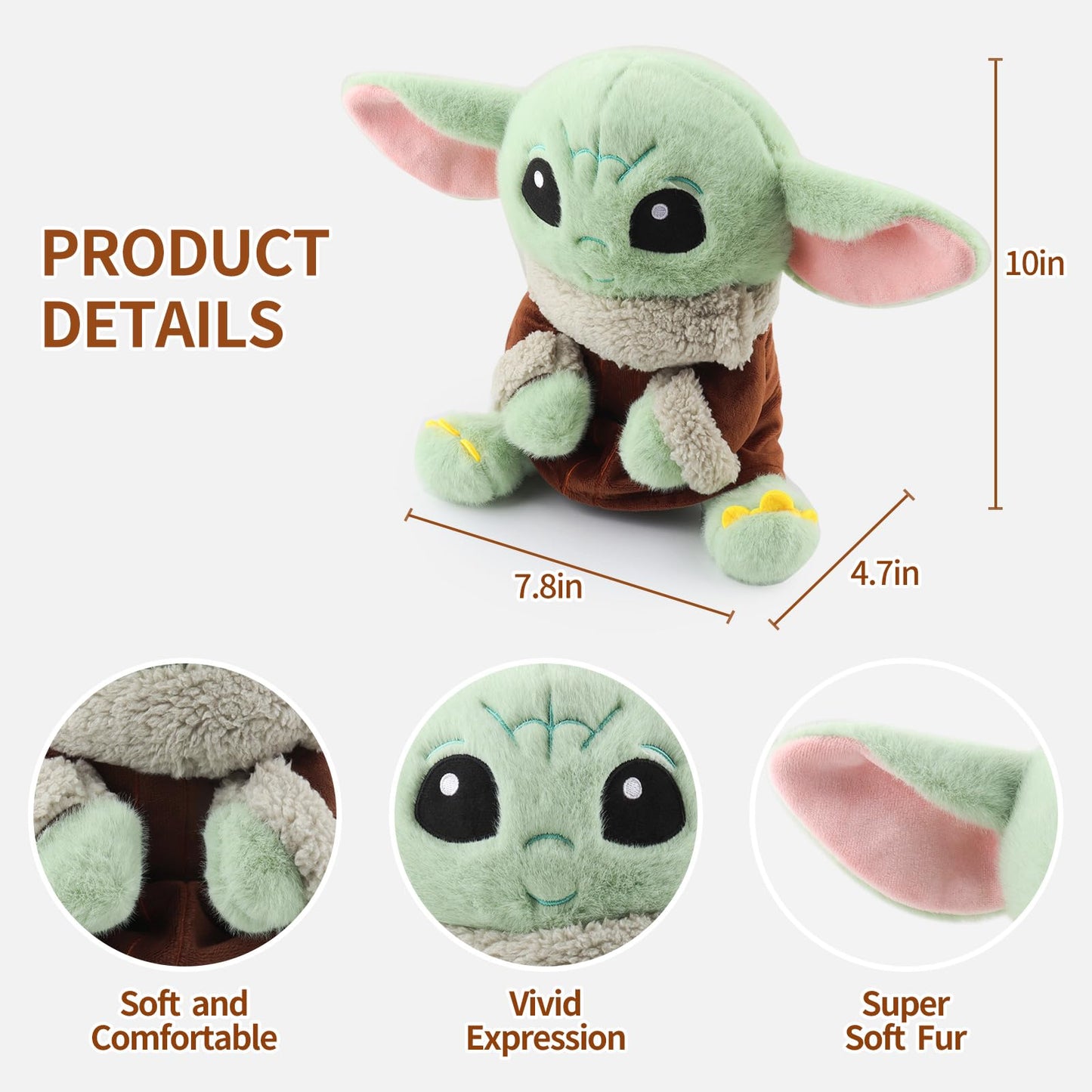 Baby Yoda Plush Toys Stuffed Baby Yoda Plush Cute Yoda Doll For Child Stuffed Animals Travel Toys For Kids(10 Inch)