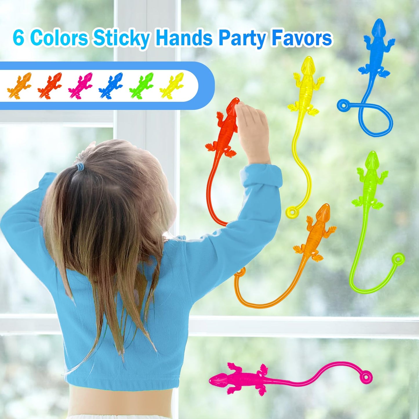 Sticky Hands Bulk 36PCS Kids Party Favors Lizard Shape Stretchy Sticky Hand Fidget Toys Kids Goodie Bag Stuffers Treasure Box To