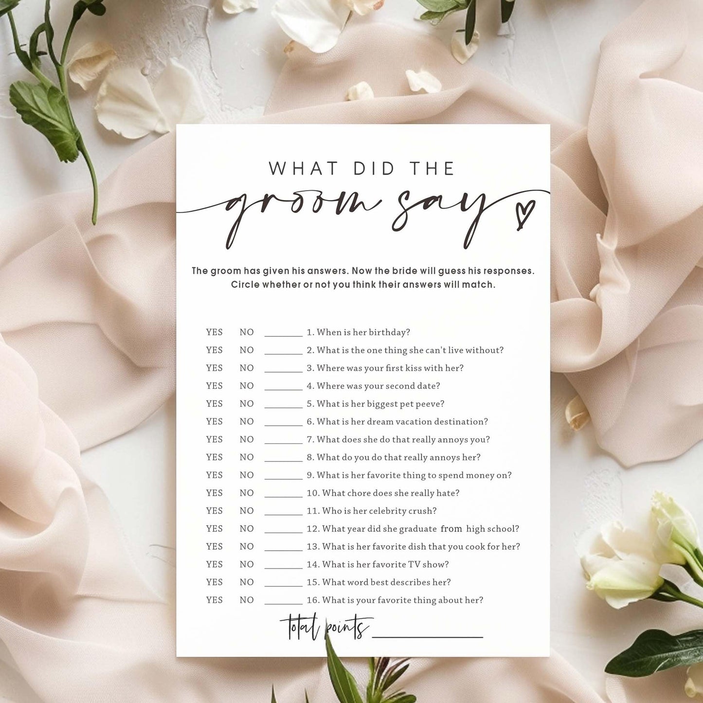 Wedding Shower Games Cards, What Did The Groom Say, Bridal Shower Games 25 Guests, Engagement Party Wedding Games For Guests, Mi