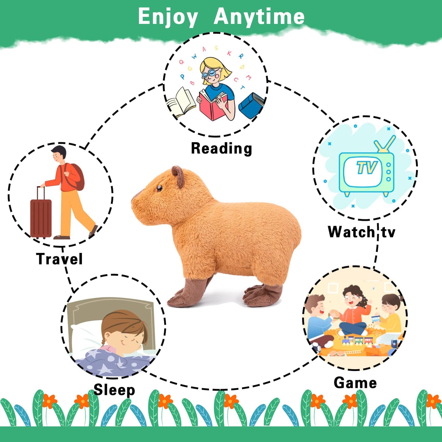 Simulation Wild Crawling Capybara Stuffed Animals Plush Toy 13 Long,Soft Toy Plusies For Kids Christmas Birthday