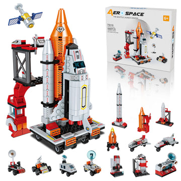 12 In 1 Aerospace Building Toys With Rocket Launcher.Space Shuttle Building Block Toys For Kids Aged 6-12.Stem Construction Toys