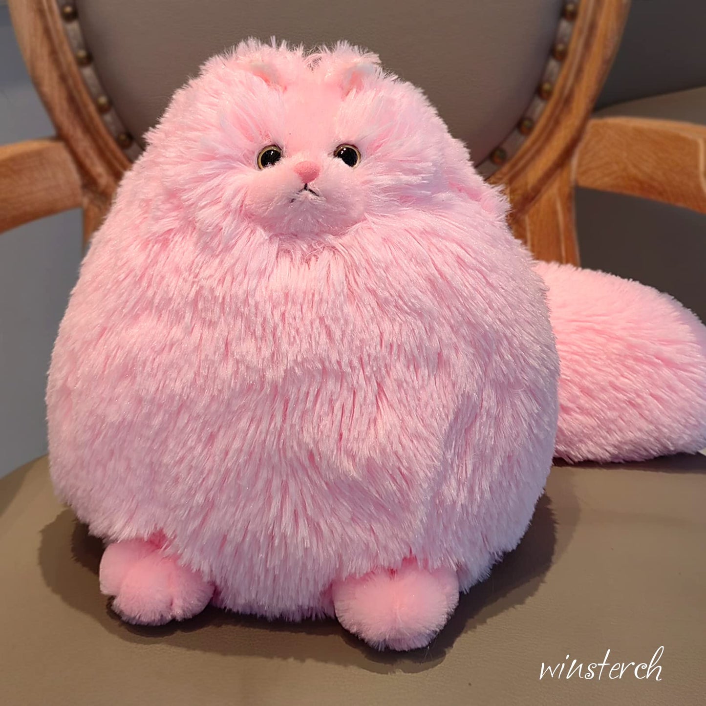 Winsterch Cute Pink Cat Stuffed Animals Plush Toy,Kids Plushies Cat Teddy Soft Toy Birthday For Girls,Stuffed Cat Plush Animals