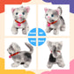 Cuteoy Walking Grey Cat Stuffed Animal Talking Wagging Nodding Educational Plush Kitty Toy Electric Interactive Animated Plushie