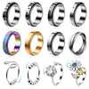 Cruzix 12Pcs Anxiety Fidget Rings for Women  Stainless Steel Spinner Rings Moon and Star Bead Band Ring Adjustable Open Ring Sunflower Fidget Rings for Men Teens Anti Stress Gift  Size 7-10