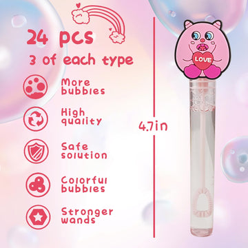24 Piece Valentine'S Day Bubble Wand For Kids(8 Style), Valentine'S Day Party Favors For Kids Child, Pinata Suffer, Goodie Bags