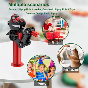 Hdlnkak 2 Pcs Lollipop Case, Funny Lollipop Robot Holder, Creative Lollipop Toy Design Eat Lollipop, Dinosaur Shape Lollipop Holder, Christmas Fun Gift For Kids Over 3 Years(No Lollipop)