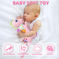 Ryotagift Baby Dino Musical Stuffed Animal - Pink Infant Tummy Time Toy with Crinkle Sound, Teether & Rattles for 0-12 Months