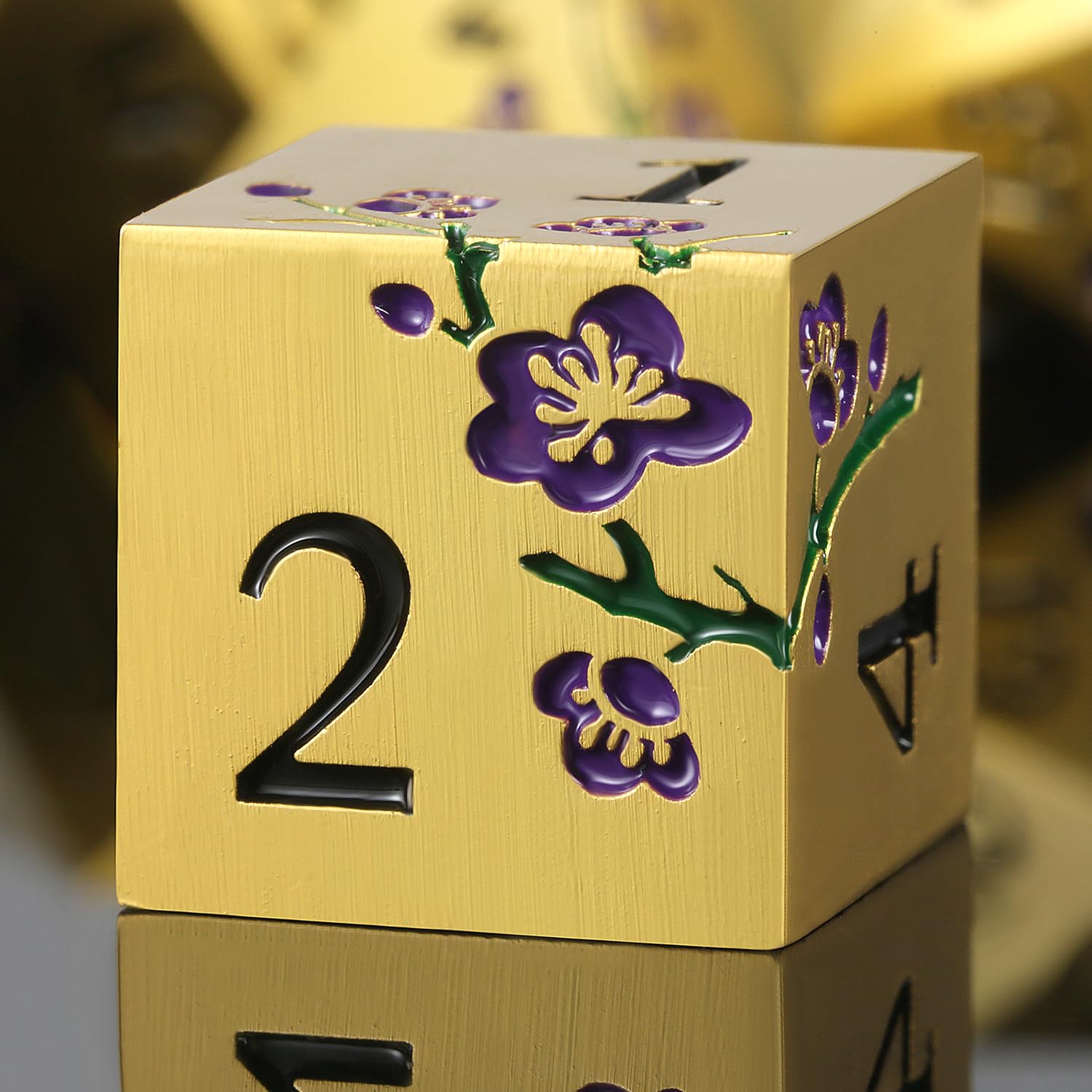 DNDND Metal Dice Set, 7 PCS Metallic Flowers DND Dice with Grogeous Gift Case for D&D Dungeons and Dragon Tabletop Game (Purple 