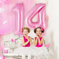Pink Number 14 Balloon, 40 Inch Big Large Foil Helium Number Balloons, Giant Mylar Number 14 Balloons For 14 Years Old Birthday