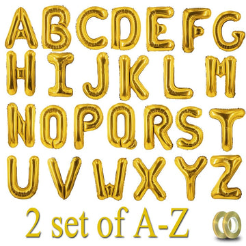 52 Pcs Gold Letter Balloons Foil Alphabet A To Z Balloons Diy Personalized Phrase Banner For Baby Shower Wedding Party Supplies
