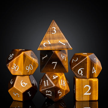 UDIXI Stone DND Dice Set, 7PCS Tiger's Eye Gemstone D&D Dice for Dungeons and Dragons, Role Playing Dice for RPG MTG Table Games