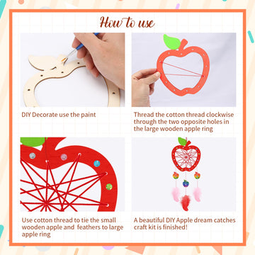 Fennoral 6 Pack Apple Dream Catcher Craft Kit For Kids Paint You Own Dream Catcher Diy Coloring Wooden Back To School Art And Cr